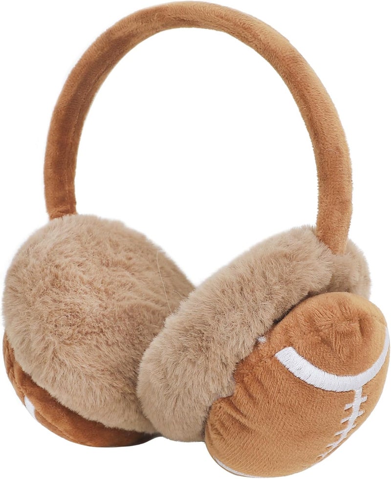 BXT Kids Plush Football Soccer Earmuffs Winter Warm Outdoor Ear Covers Headband Cold Weather Fur Earwarmer for Ski Cycling - Image 3
